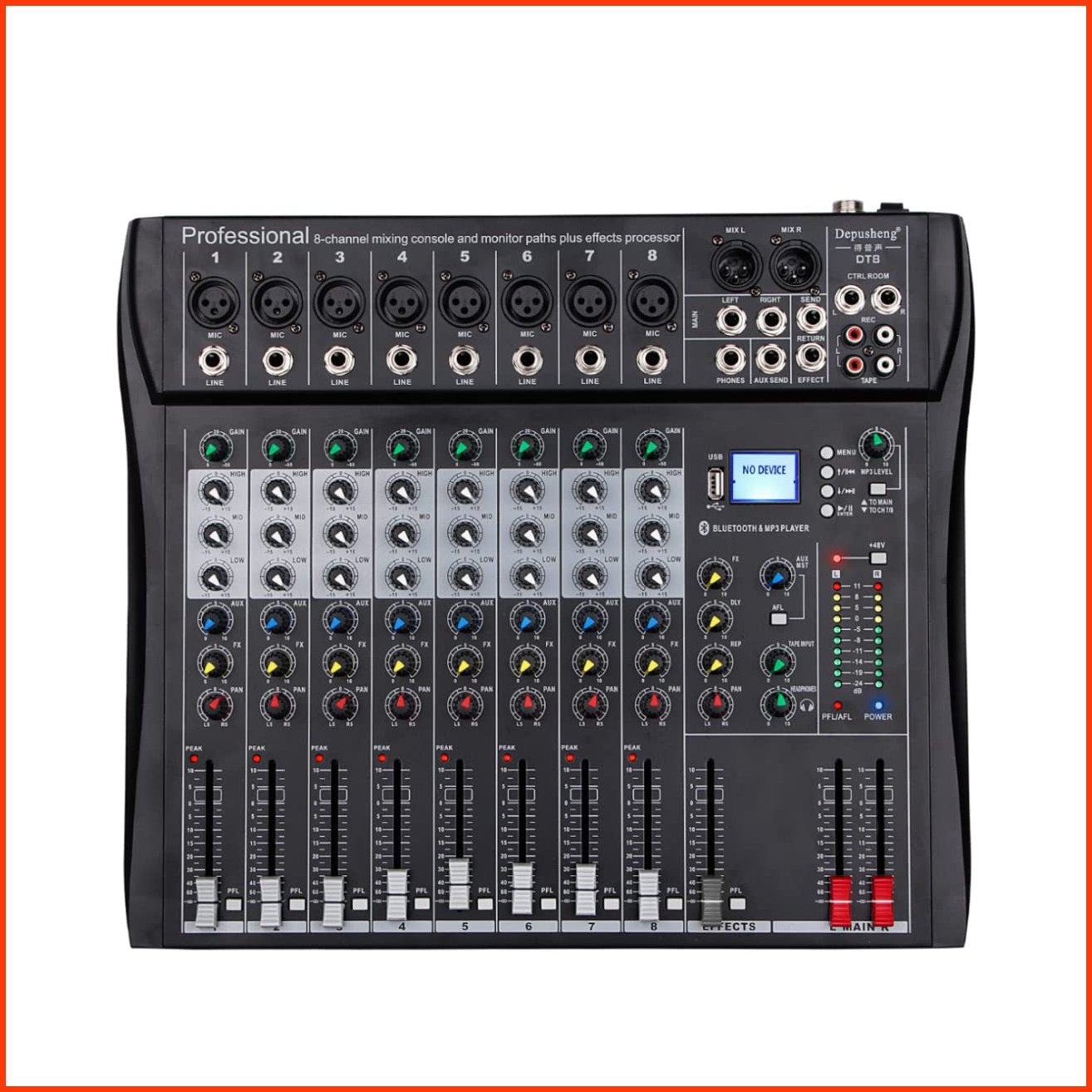 並行輸入品Depusheng DT8 Professional Mixer Sound Board Console 8 Channel Desk System Interface Digital USB Computer MP3