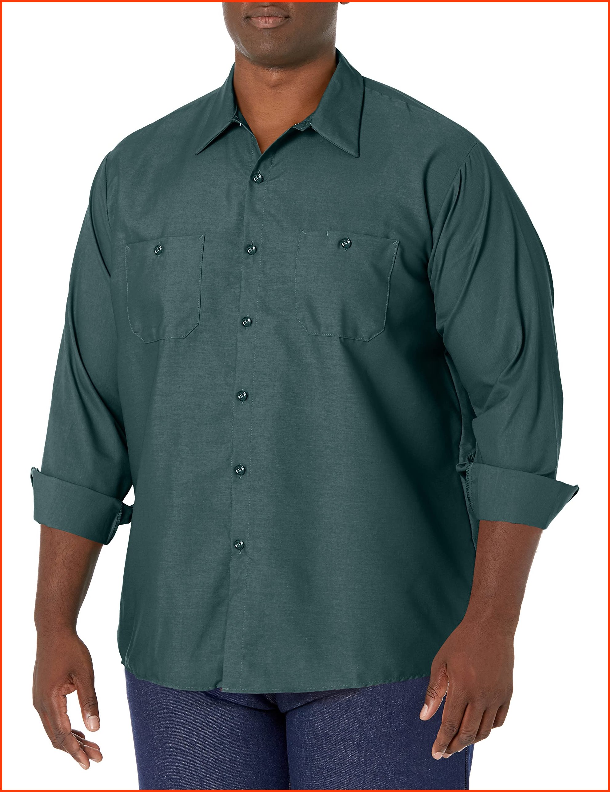 並行輸入品Red Kap Long Sleeve Industrial Solid Work Shirt Spruce Green Large - 5 Pack