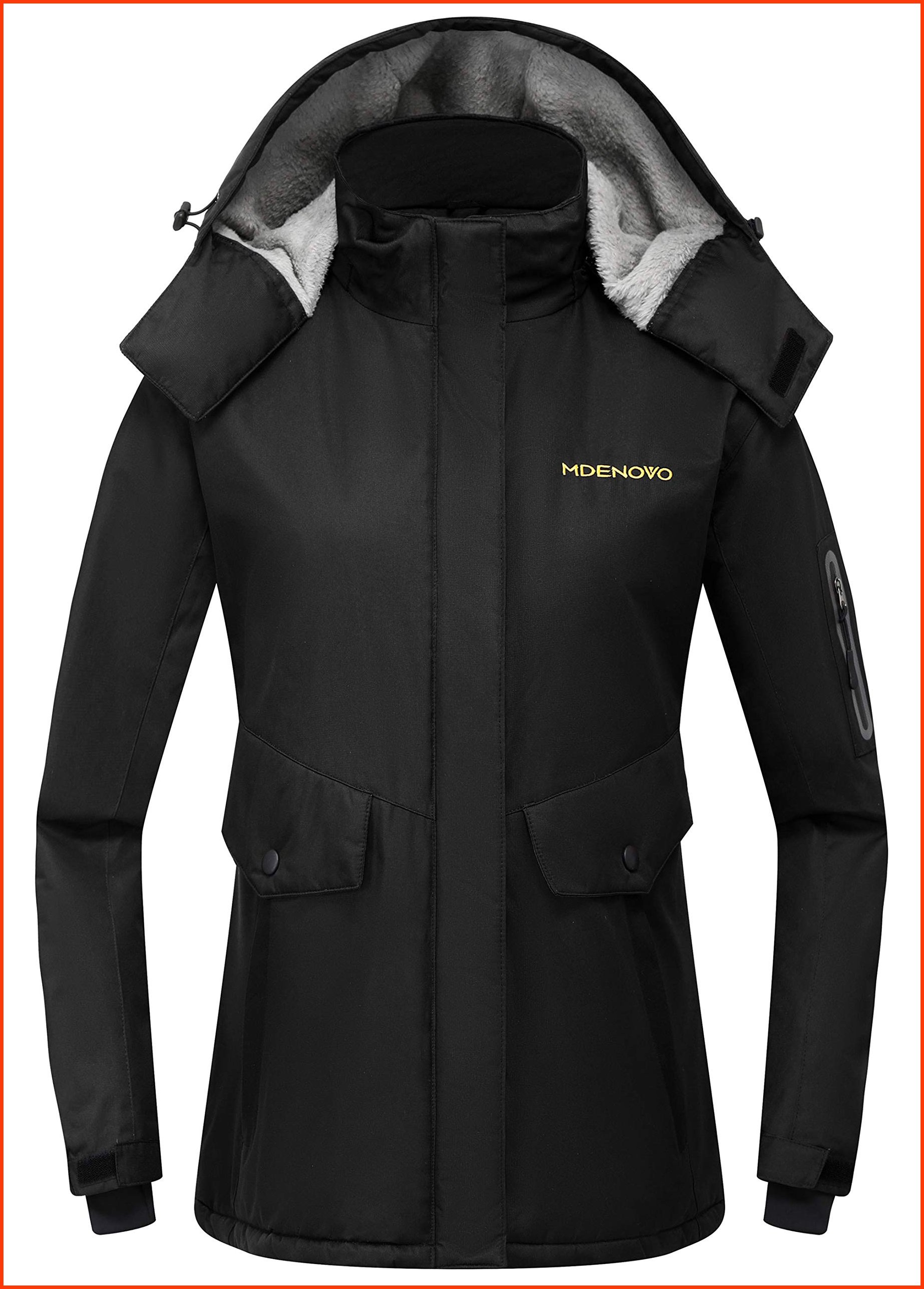 並行輸入品MDENOVO Womens Mountain Ski Jacket Waterproof Fleece Insulated Snow Winter Rain CoatsBlack X-Large