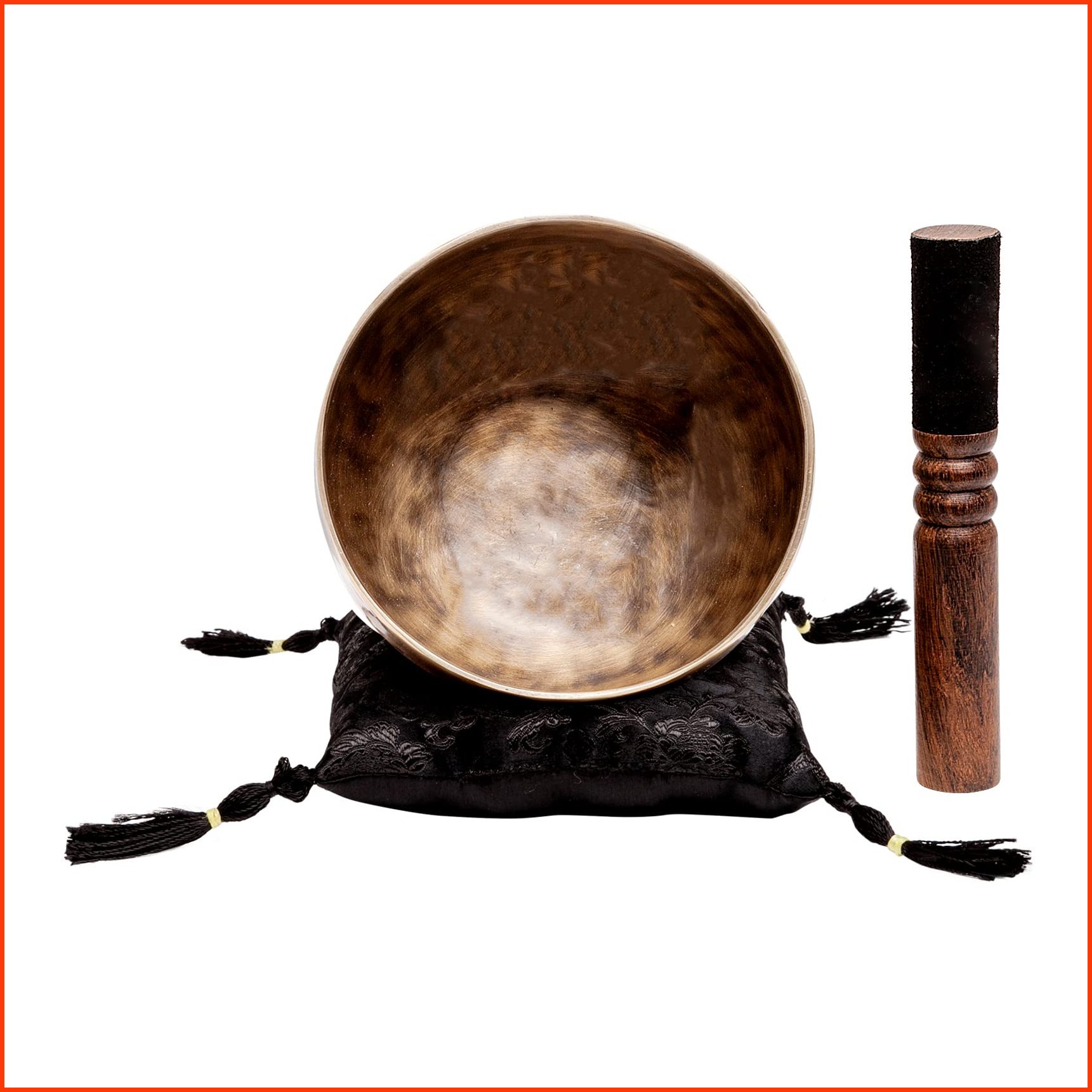 並行輸入品Large Tibetan Singing Bowl Set by Ohm Store Deep Tone Pure Bronze Meditation Sound Bath Instrument Handcr