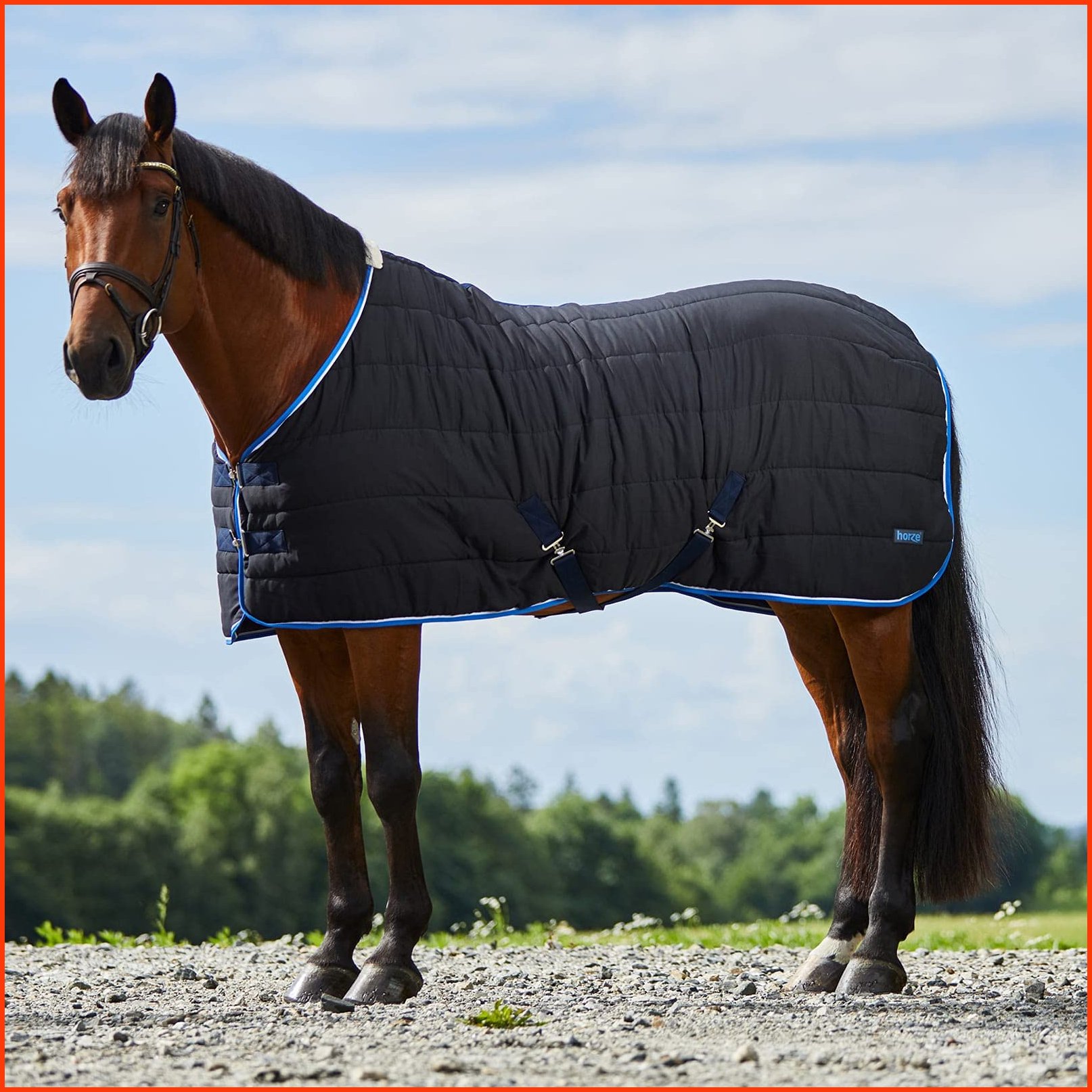 並行輸入品HORZE Glasgow Anti-Slip Stable Horse Blanket 100g Fill - Dark Blue - 69 in