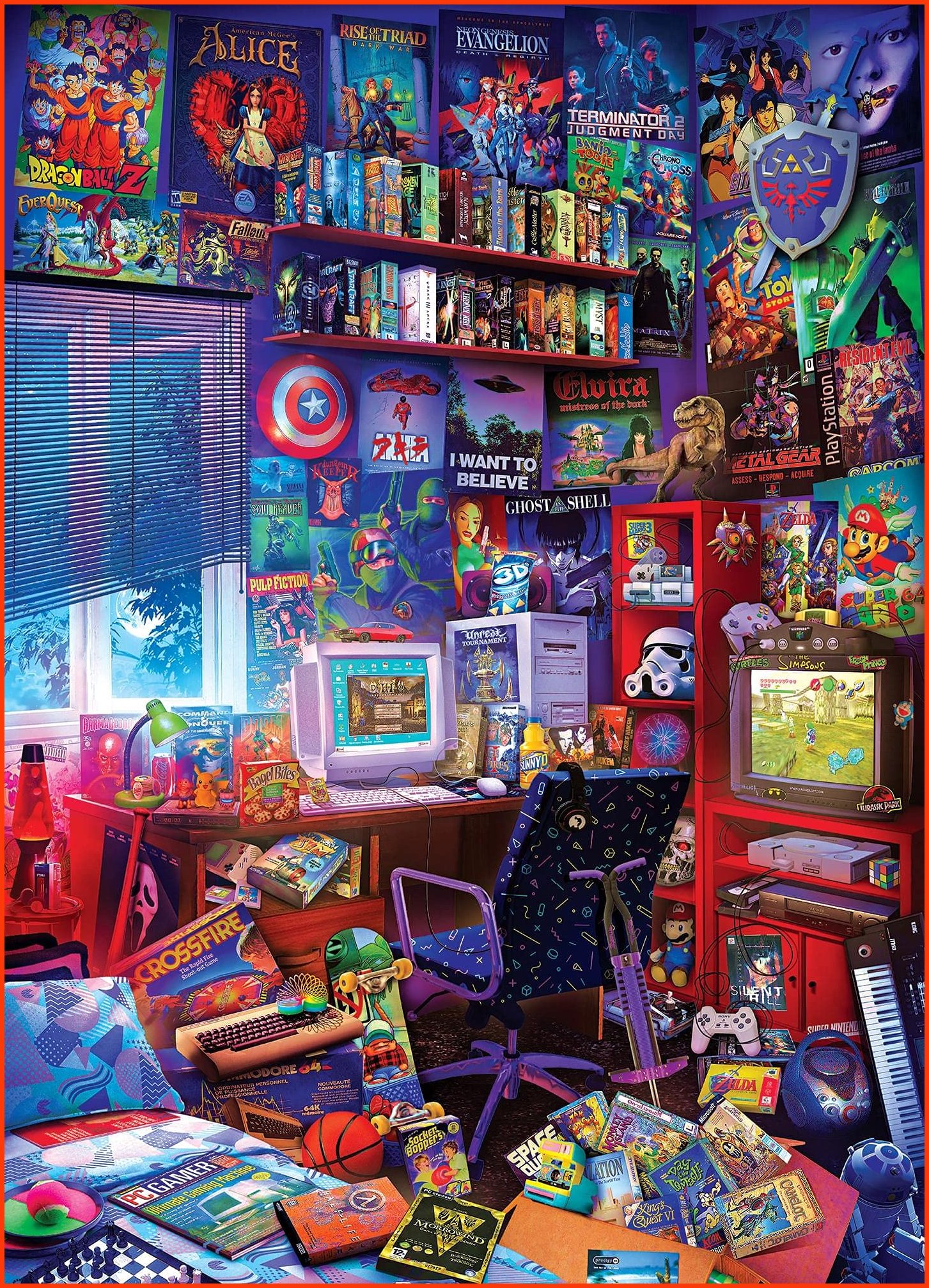 並行輸入品Toynk 80s Game Room Pop Culture 1000 Piece Jigsaw Puzzle by Rachid Lotf