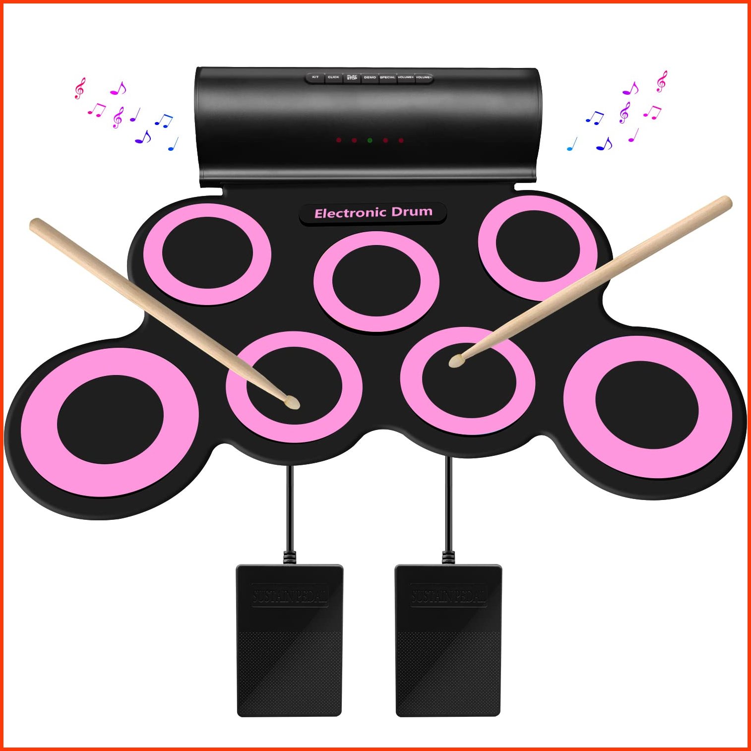 並行輸入品SUNKOO Electronic Drum Set Roll-Up Drum Practice Pad Drum Kit with Headphone Jack Built-in Speaker Drum Pedal