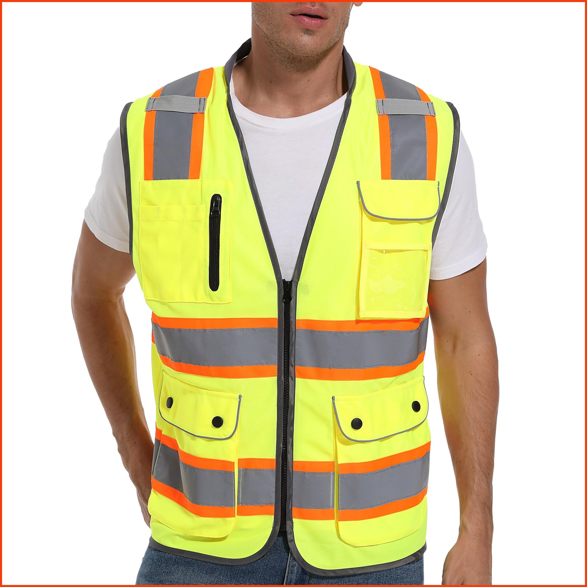 並行輸入品ArcRidge Reflective Safety Vest for Men and Women - Class 2 High Visibility Construction Vest - Dual Tone Refl
