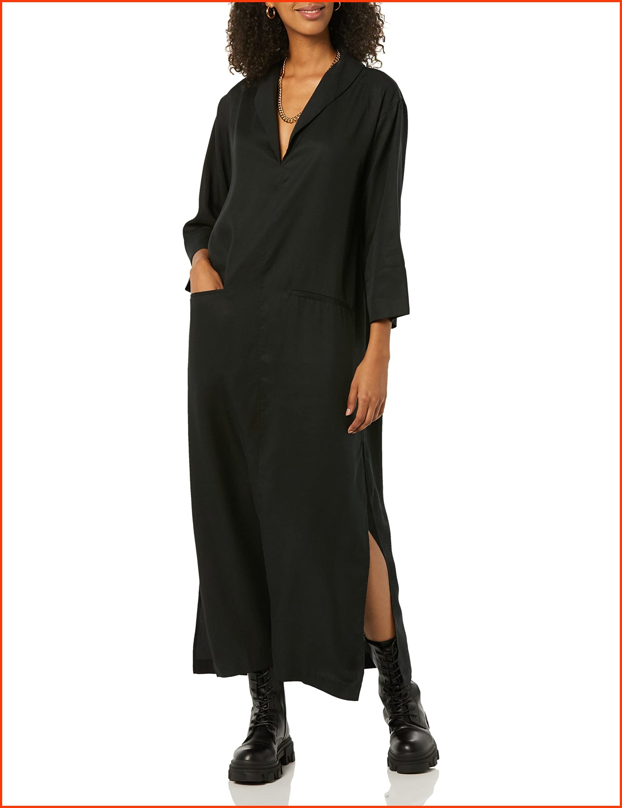 並行輸入品TEREA Womens Annalise Shawl Collar Maxi Dress Black M