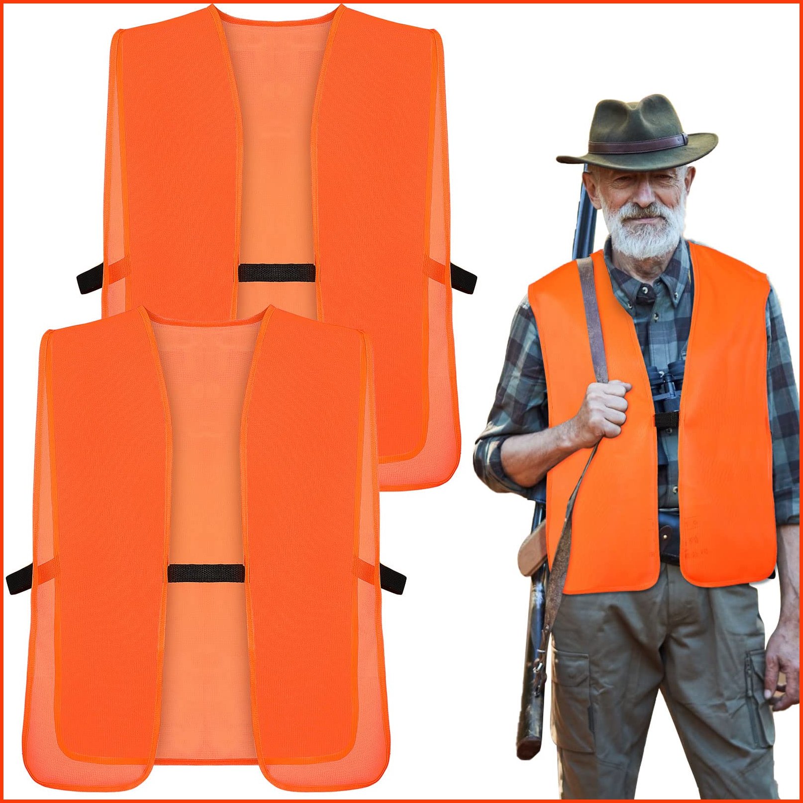 並行輸入品Tarpop 2 Pcs Medium Unisex Adult Orange Hunting Vest Safety Vest for Men Women Blaze Orange High Visibility Ve