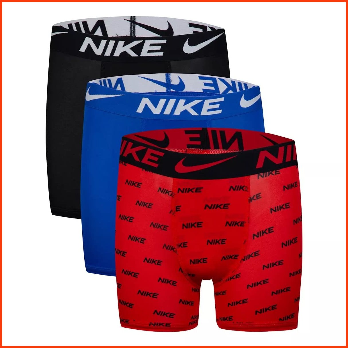 並行輸入品Nike Big Kids Micro Essential Dri-Fit Print Boxer Briefs 3 Pack R9N0845-R0PB X-Large