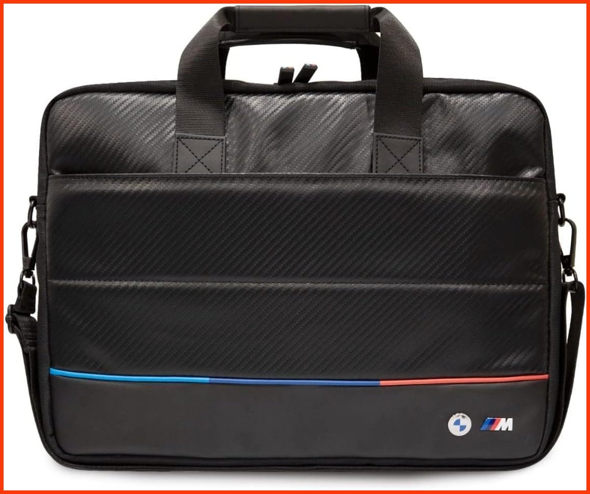 並行輸入品BMW 2-Way Computer Laptop Messenger BagHand Bag for All Laptop Size Work Travel Carbon PU Leather Contrast