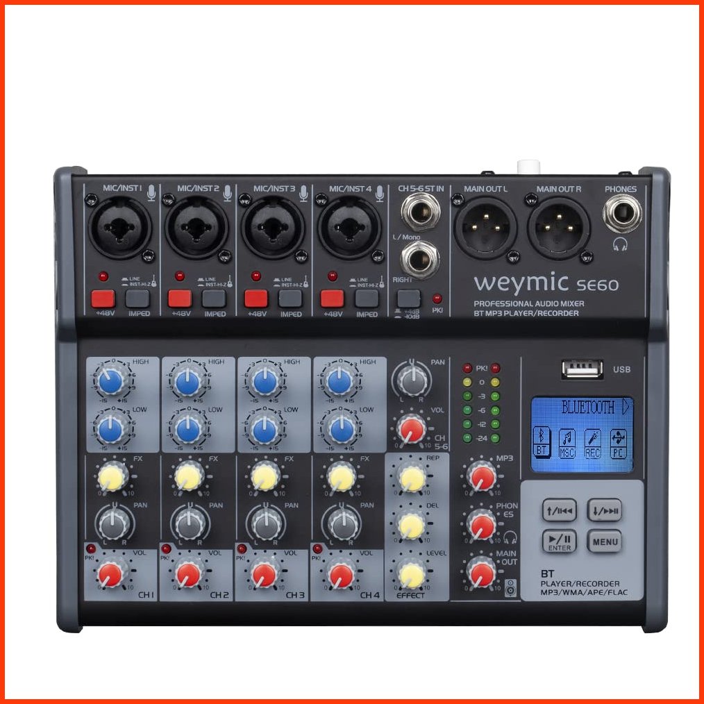 並行輸入品Weymic SE-60 Professional Mixer for Recording DJ Stage Karaoke wUSB XLR Microphone Jack 48V Power6-Channel
