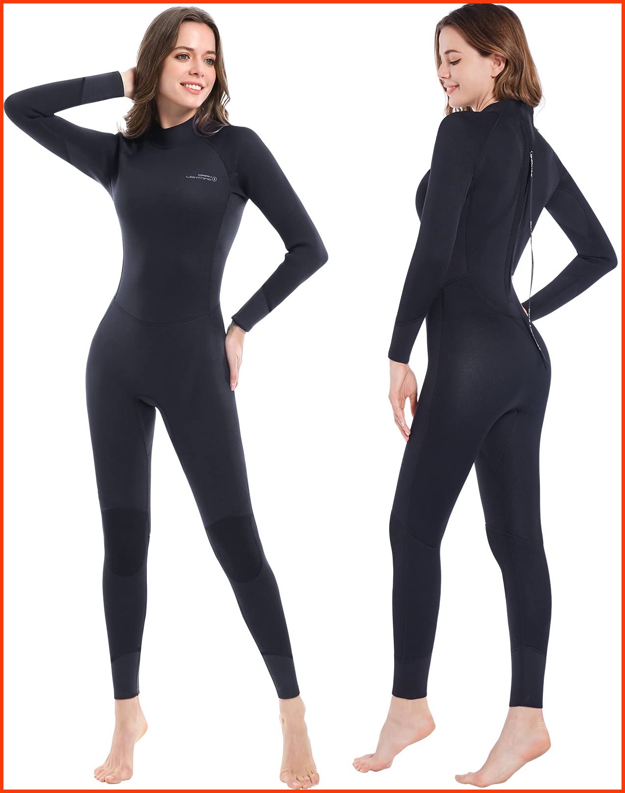 並行輸入品Dark Lightning Full Body Wetsuit Women 32mm Wet Suit Womens Diving Surfing Snorkeling Kayaking Water Sports