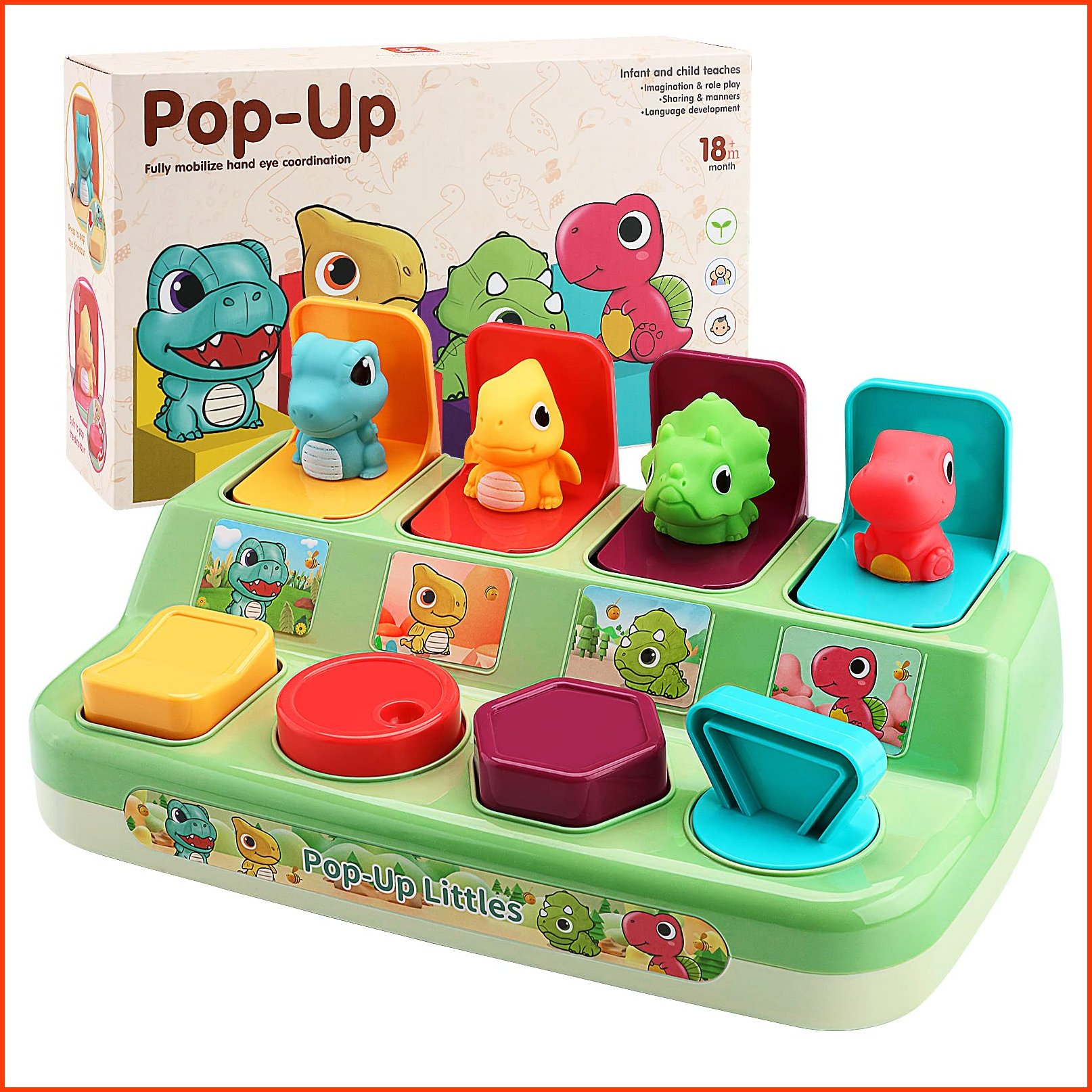 並行輸入品AIQI Interactive Pop-Up Pals Baby Toy - Learning Infant Toy for Sorting Colors and Animals - Pop-Up Activity T