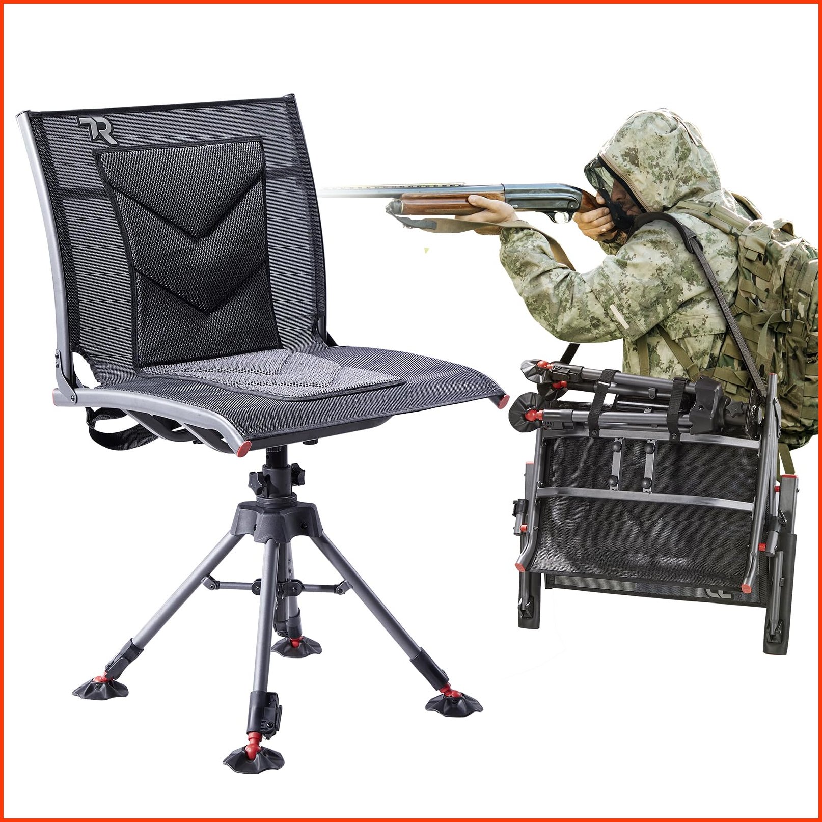 並行輸入品TR 360 Degree Swivel Hunting Chair400 lbs Capacity Silent Hunting Blind Chair4 Legs Height AdjustableComfor