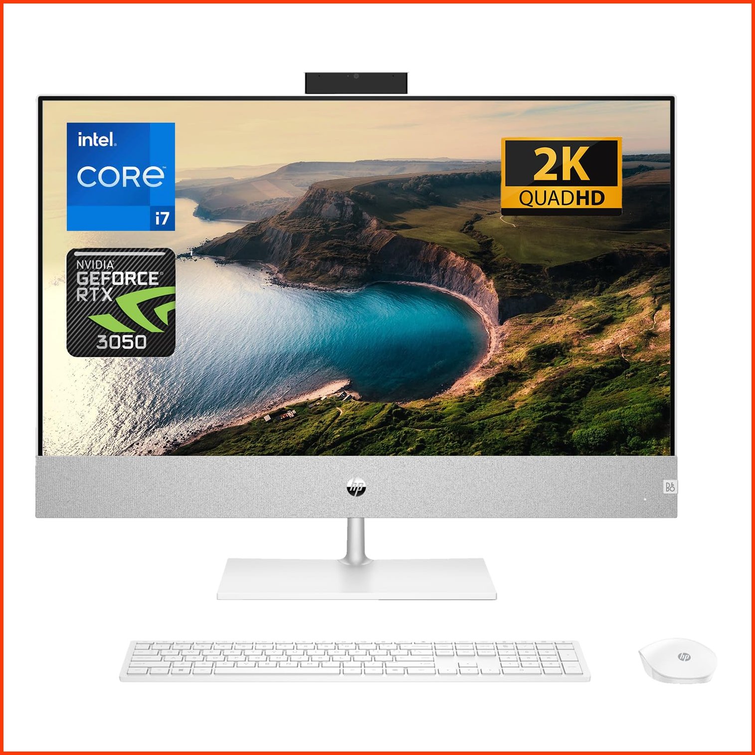 並行輸入品HP Pavilion 27 QHD All-in-One Intel Core i7-13700T NVIDIA GeForce RTX 3050 32GB RAM 2TB SSD IR Camera W