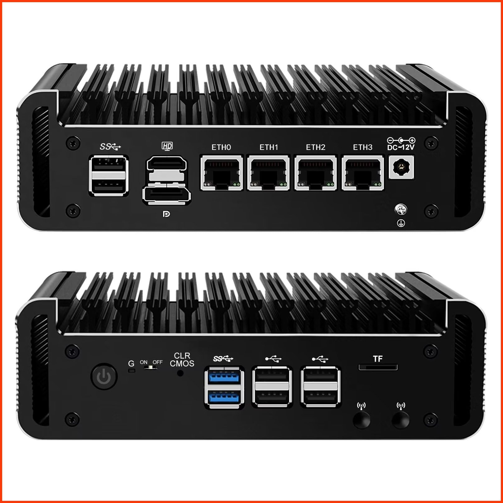 並行輸入品Glovary Firewall Mini PC Octa Core i3 N305 DDR5 8GB RAM 128GB NVMe SSD 4 x 2.5GbE i226V LAN Fanless Ethernet